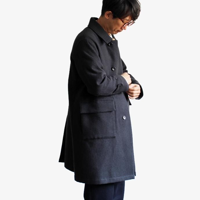 136034261 STILL BY HAND / CO0583 シンサレート中綿入り ウールツイルバルカラーコート - Charcoal 02