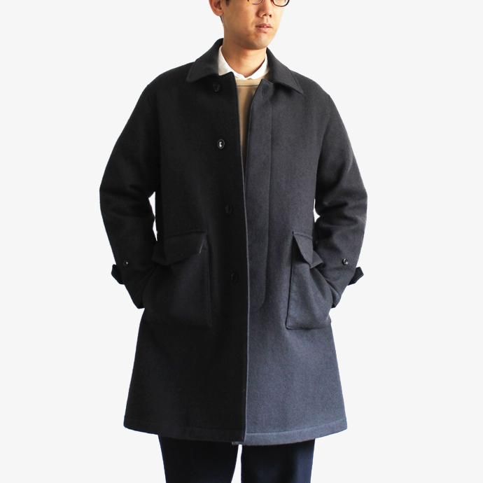 136034261 STILL BY HAND / CO0583 シンサレート中綿入り ウールツイルバルカラーコート - Charcoal 02