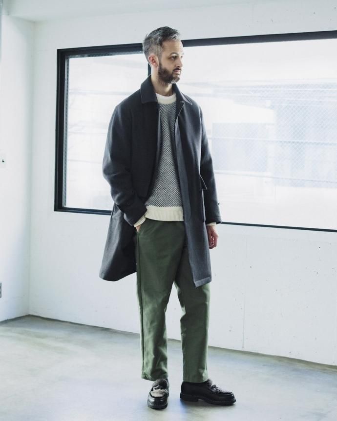 136034261 STILL BY HAND / CO0583 シンサレート中綿入り ウールツイルバルカラーコート - Charcoal 02