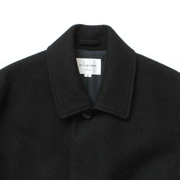 136034343 STILL BY HAND / CO0583 シンサレート中綿入り ウールツイルバルカラーコート - Black<img class='new_mark_img2' src='//img.shop-pro.jp/img/new/icons47.gif' style='border:none;display:inline;margin:0px;padding:0px;width:auto;' /> 02
