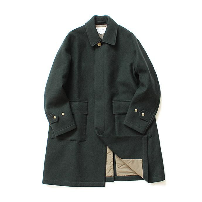 136034463 STILL BY HAND / CO0583 シンサレート中綿入り ウールツイルバルカラーコート - Green 01