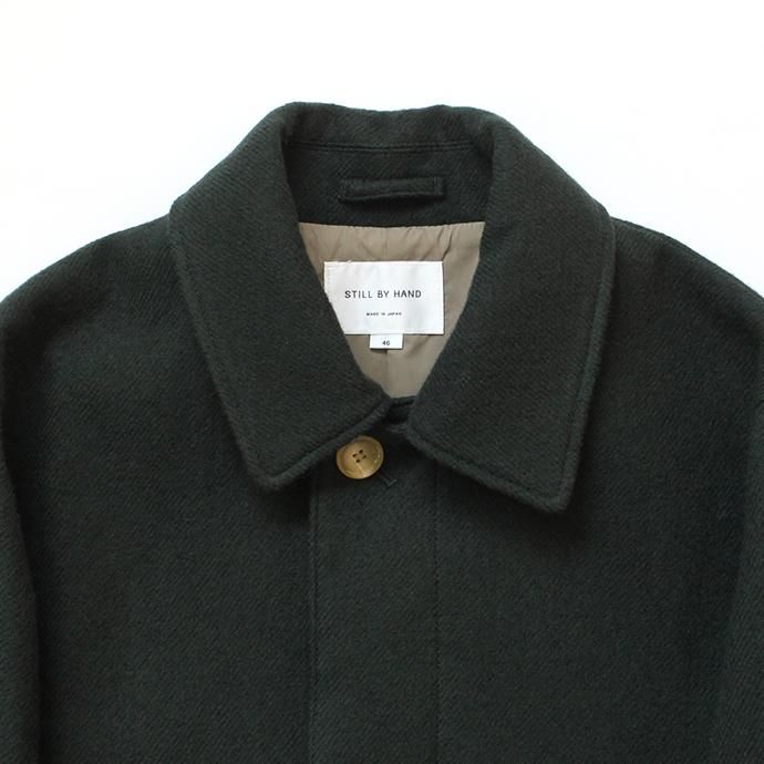 136034463 STILL BY HAND / CO0583 シンサレート中綿入り ウールツイルバルカラーコート - Green 02