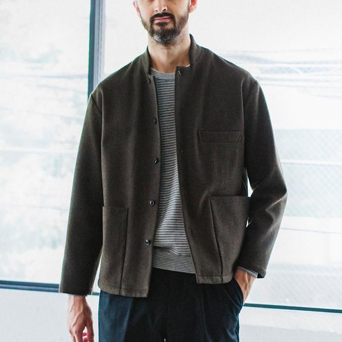 136224970 STILL BY HAND / BL0284 ウールメルトン スタンドカラージャケット - Navy 02