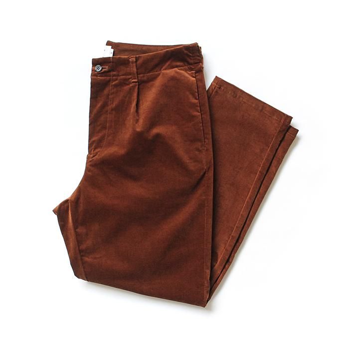 136225245 STILL BY HAND / PT0684 ストレッチ コットンベロアスラックス - Brown 02