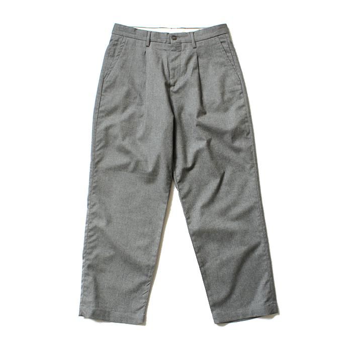 136280374 RICCARDO METHA / 1Tuck Wide Trousers ワンタックワイドトラウザース ヘリンボーン グレー 01