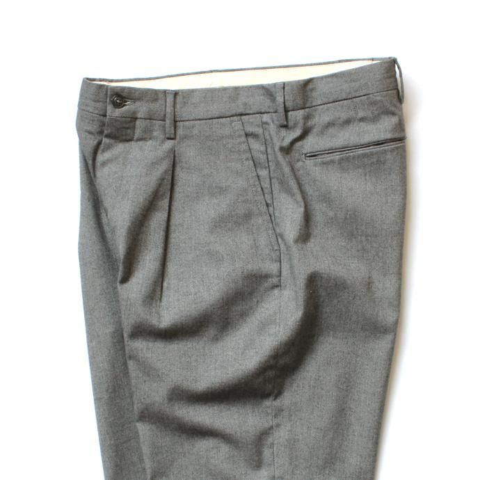 136280374 RICCARDO METHA / 1Tuck Wide Trousers ワンタックワイドトラウザース ヘリンボーン グレー 02
