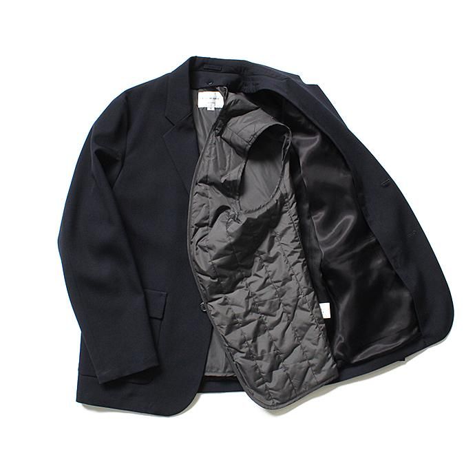 136306479 STILL BY HAND / JK0184 シンサレートライナー付き 強撚糸ウールジャケット - Navy 02