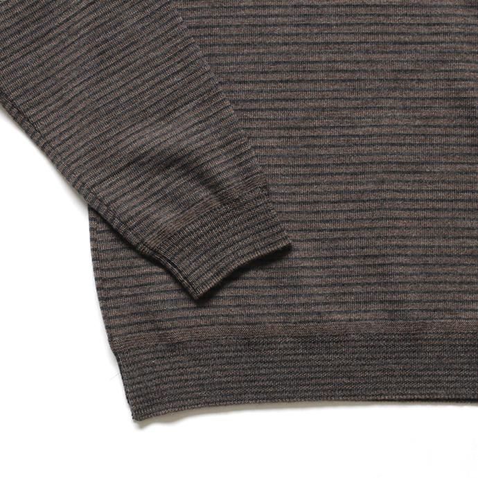 136307997 STILL BY HAND / KN0784 ボーダークルーネックセーター - Brown 02