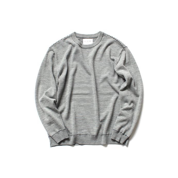 136308026 STILL BY HAND / KN0784 ボーダークルーネックセーター - Grey 01