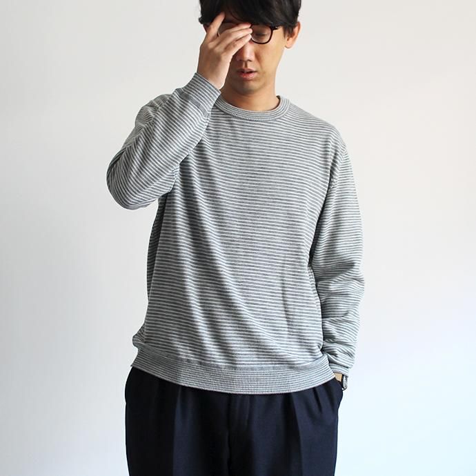 136308026 STILL BY HAND / KN0784 ボーダークルーネックセーター - Grey 02