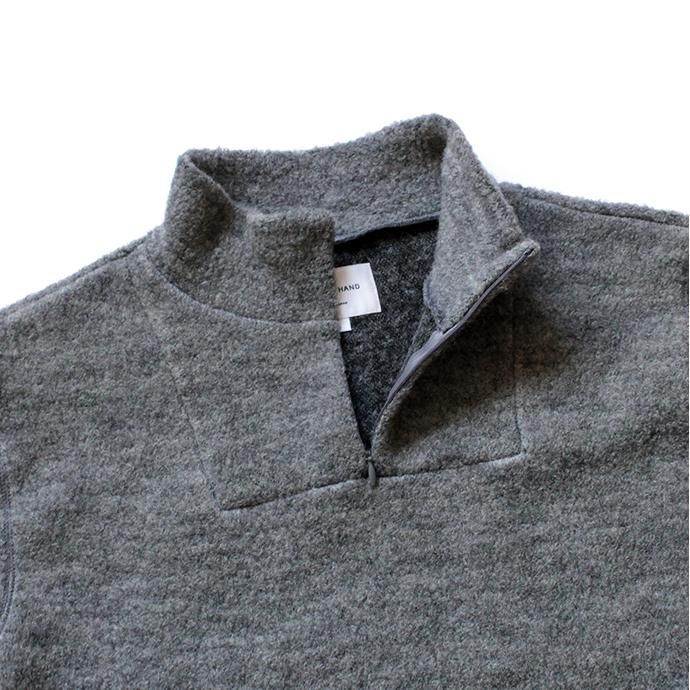 136524154 STILL BY HAND / CS0184 ウール混フリース ジップアッププルオーバー - Grey 02