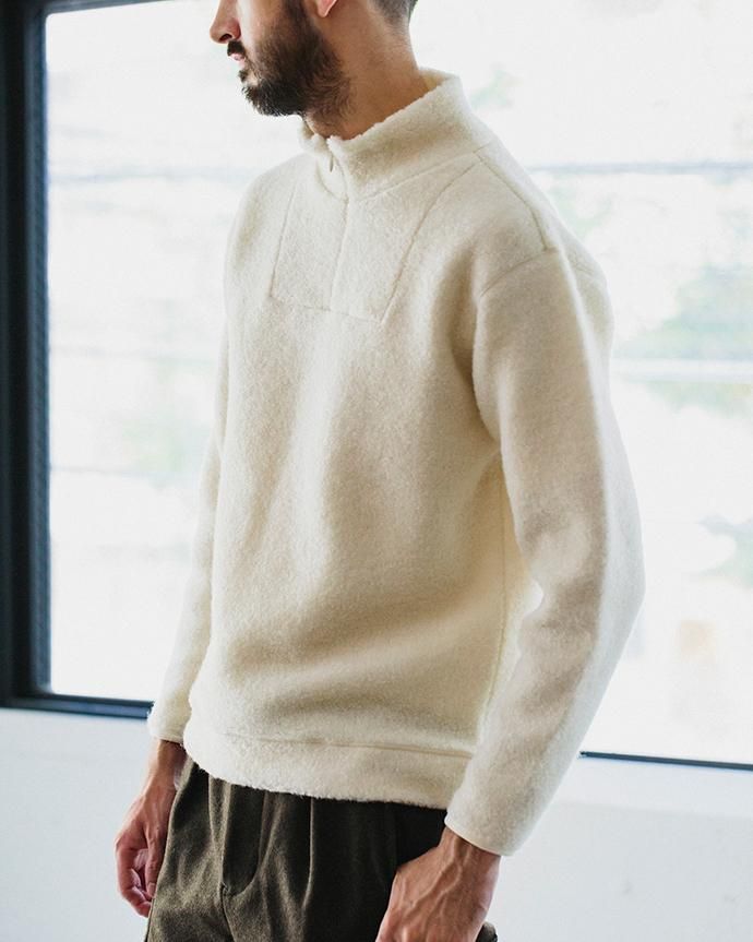 136524154 STILL BY HAND / CS0184 ウール混フリース ジップアッププルオーバー - Grey 02