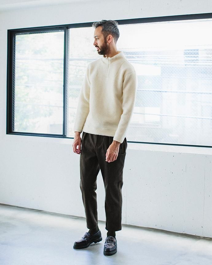 136524154 STILL BY HAND / CS0184 ウール混フリース ジップアッププルオーバー - Grey 02