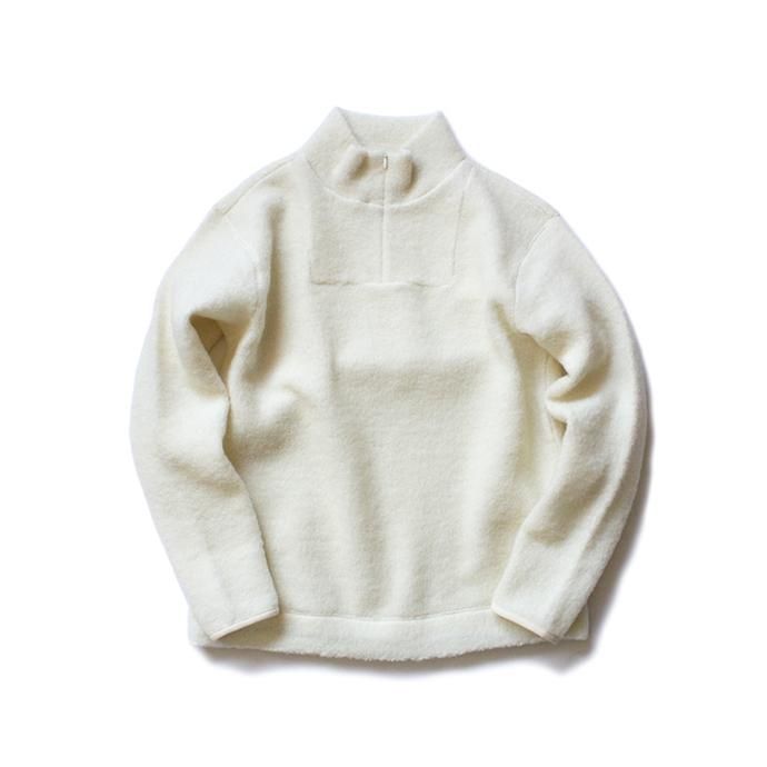 136524355 STILL BY HAND / CS0184 ウール混フリース ジップアッププルオーバー - Off White 01