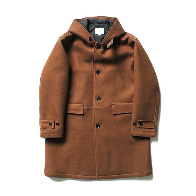 136904962 STILL BY HAND / CO0284 シンサレート中綿入り メルトンフーデッドコート - Camel 01