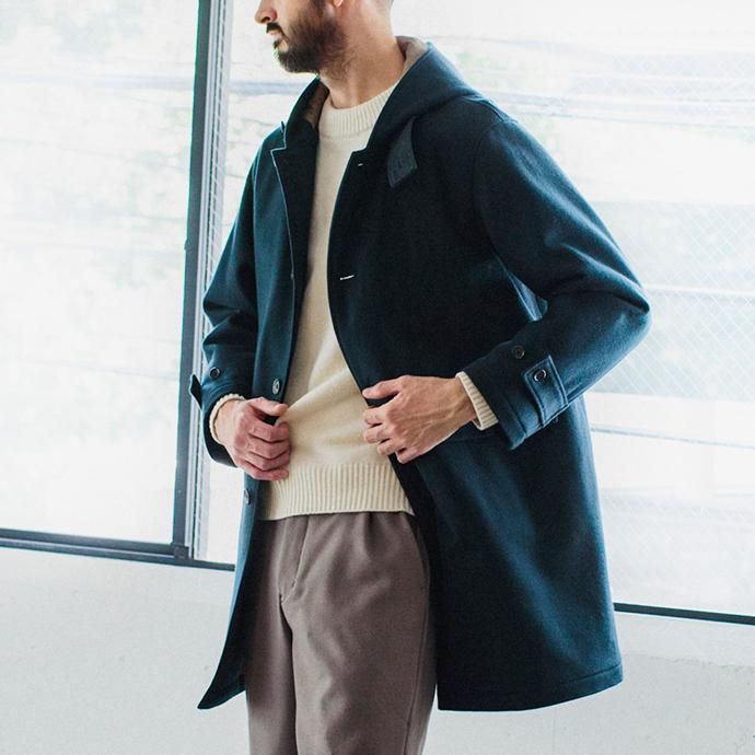 136904962 STILL BY HAND / CO0284 シンサレート中綿入り メルトンフーデッドコート - Camel 02