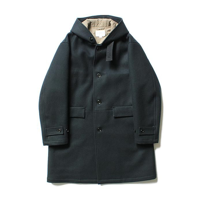 136904981 STILL BY HAND / CO0284 シンサレート中綿入り メルトンフーデッドコート - Green 01