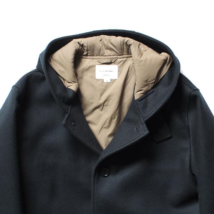 136904981 STILL BY HAND / CO0284 シンサレート中綿入り メルトンフーデッドコート - Green 02