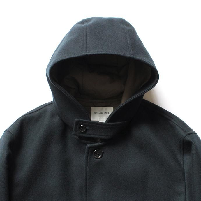 136904981 STILL BY HAND / CO0284 シンサレート中綿入り メルトンフーデッドコート - Green 02