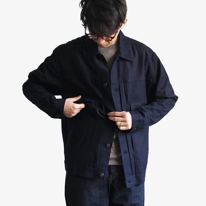 136946332 WISLOM / MILLS デニムジャケット型ウールブルゾン - FLAN ネイビー 18-10210M 02