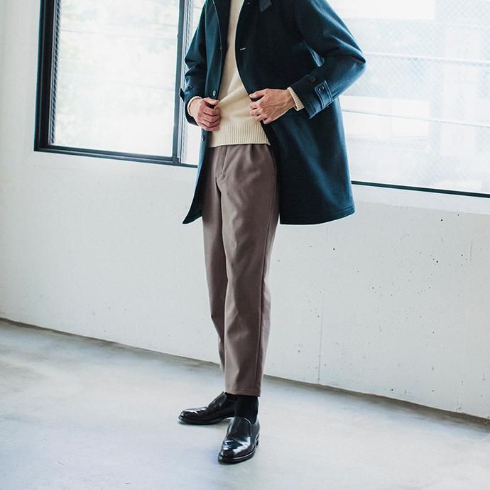 136996701 STILL BY HAND / PT0284 ウール混ダブルクロス ワンタックパンツ - Charcoal 02