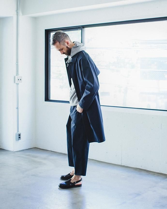 138567159 STILL BY HAND / CO0384 ボンディング素材 ステンカラーコート - Navy 02