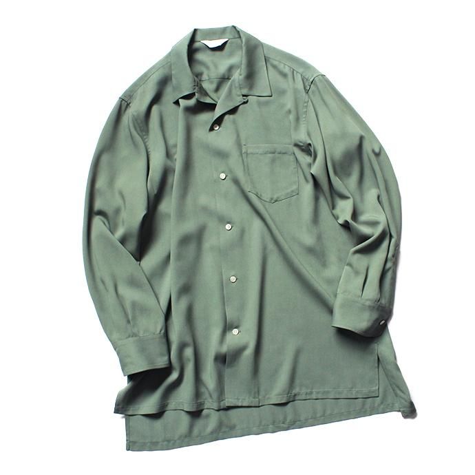 139489949 THEE(シー)/ open collar shirts. CV-SH-01-A レーヨンオープンカラーシャツ GREEN 01