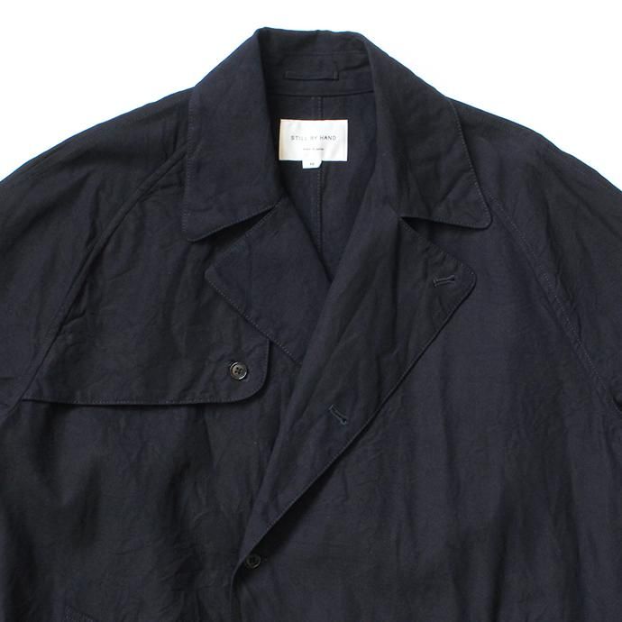 140155923 STILL BY HAND / CO0191 インディゴ/シルク セミダブルトレンチコート - Navy 02