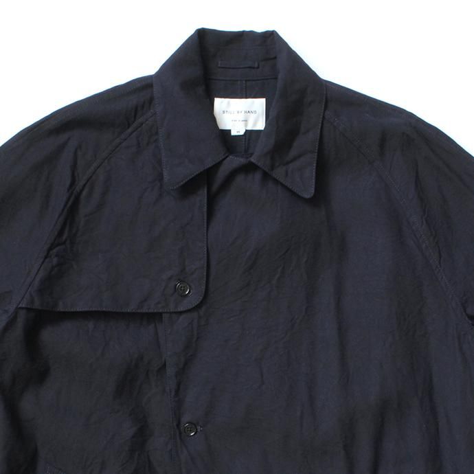 140155923 STILL BY HAND / CO0191 インディゴ/シルク セミダブルトレンチコート - Navy 02