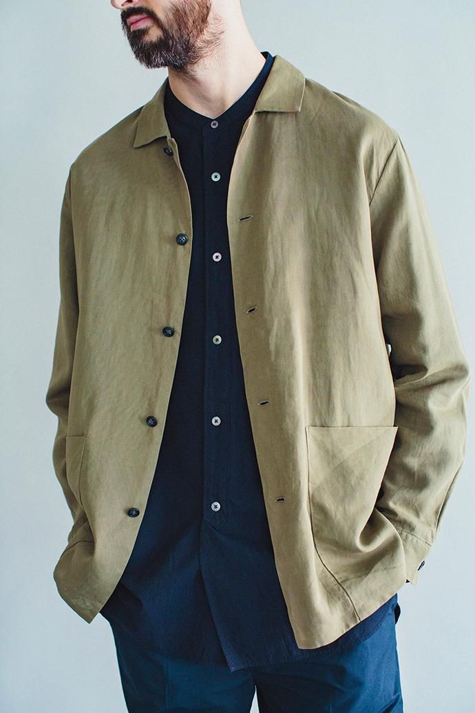 141045778 STILL BY HAND / SH0291 レイヤード シャツジャケット - Olive 02