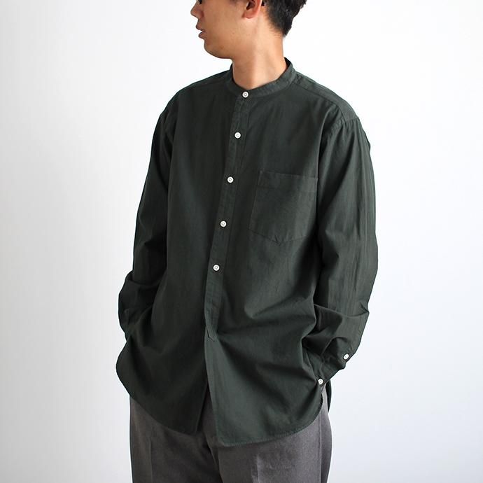 141065780 blurhms / Polish Chambray Band Collar Shirt L/S BHS-19SS019 - Deep Olive 02