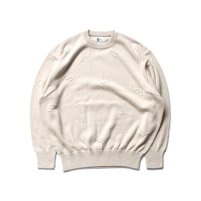 141327293 O-(オー)/ HOURS KNIT コットンニットクルーネックプルオーバー 19W-04 - White 01