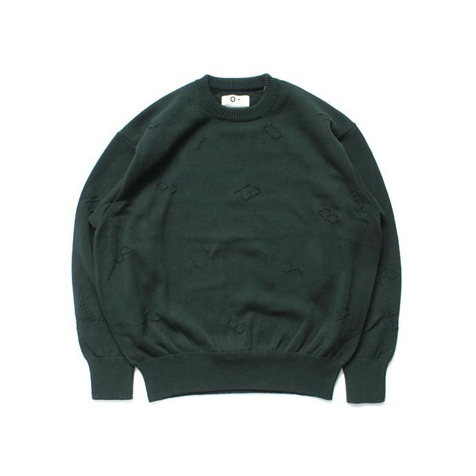 141327319 O-(オー)/ HOURS KNIT コットンニットクルーネックプルオーバー 19W-04 - Green 01