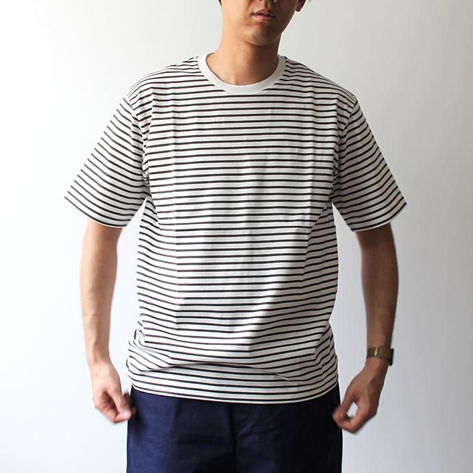 141385311 STILL BY HAND / CS0791 ボーダーTシャツ - White x Charcoal 02