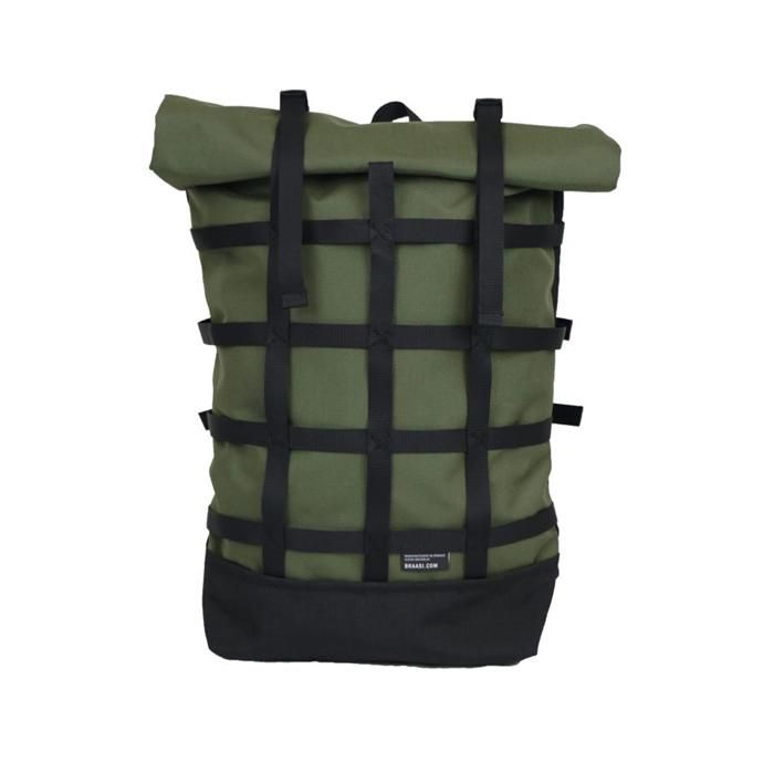 137057258 BRAASI INDUSTRY / WEBBING - 18L Khaki 耐水ロールトップバックパック 01