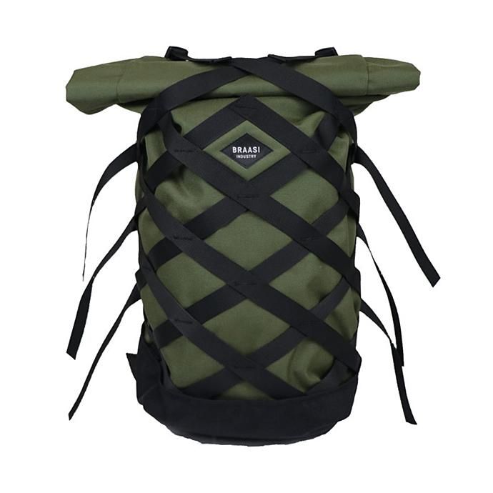 137059002 BRAASI INDUSTRY / WICKER - 28L Khaki 耐水ロールトップバックパック 01