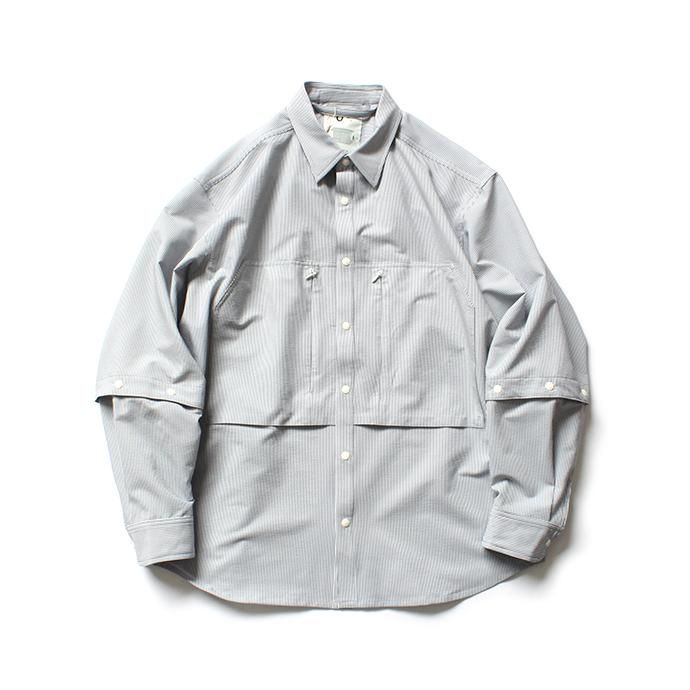 141799273 O-(オー)/ STRIPE DOUBLE SLEEVE SHIRT ストライプダブルスリーブシャツ 19S-09 - Blue Stripe 01