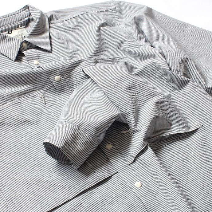 141799273 O-(オー)/ STRIPE DOUBLE SLEEVE SHIRT ストライプダブルスリーブシャツ 19S-09 - Blue Stripe 02