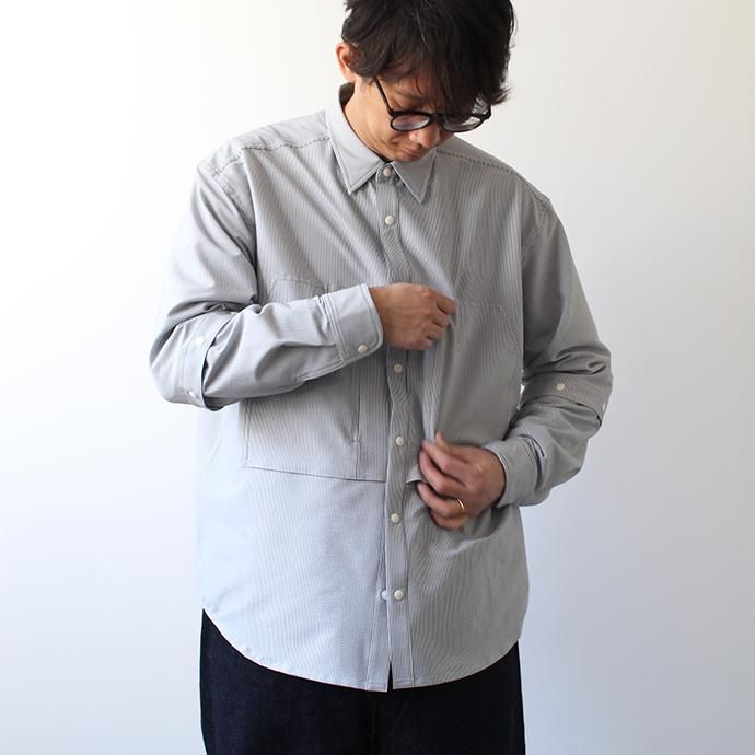 141799273 O-(オー)/ STRIPE DOUBLE SLEEVE SHIRT ストライプダブルスリーブシャツ 19S-09 - Blue Stripe 02