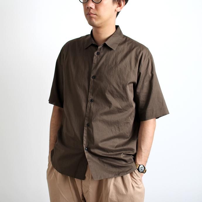 142443355 STILL BY HAND / SH0192 ローン素材 S/Sシャツ - Brown 02