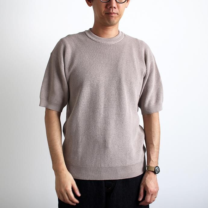 142462425 STILL BY HAND / KN0292 片畔ショートスリーブニット - Beige 02