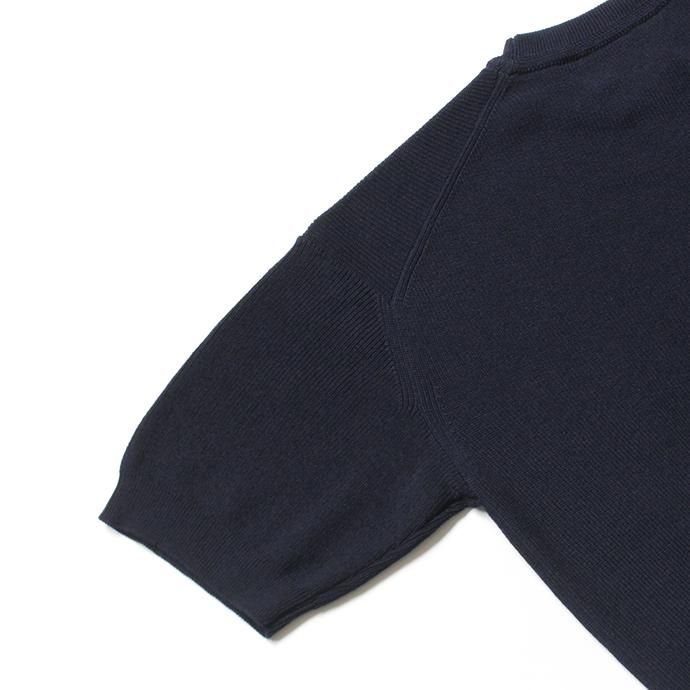 142462566 STILL BY HAND / KN0292 片畔ショートスリーブニット - Navy 02