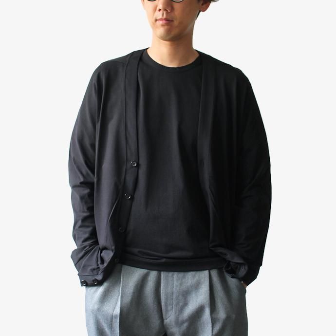 142556644 smoothday / メンズ 60/2 テクノラマ天竺 Vネックカーディガン SN-T056-002 - ブラック<img class='new_mark_img2' src='//img.shop-pro.jp/img/new/icons47.gif' style='border:none;display:inline;margin:0px;padding:0px;width:auto;' /> 02