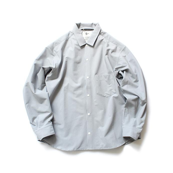 142613173 O-(オー)/ STRIPE BAGGY SHIRT ストライプバギーシャツ O-S-04-B - Blue Stripe 01