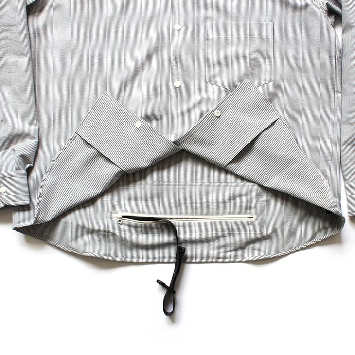 142613173 O-(オー)/ STRIPE BAGGY SHIRT ストライプバギーシャツ O-S-04-B - Blue Stripe 02