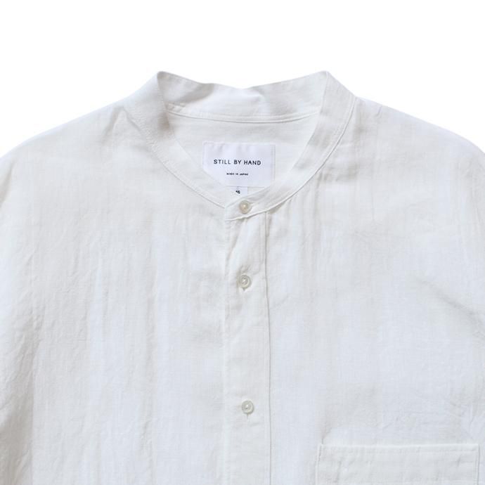 142818921 STILL BY HAND / SH0792 リネン素材 バンドカラーシャツ - White 02