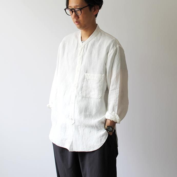142818921 STILL BY HAND / SH0792 リネン素材 バンドカラーシャツ - White 02