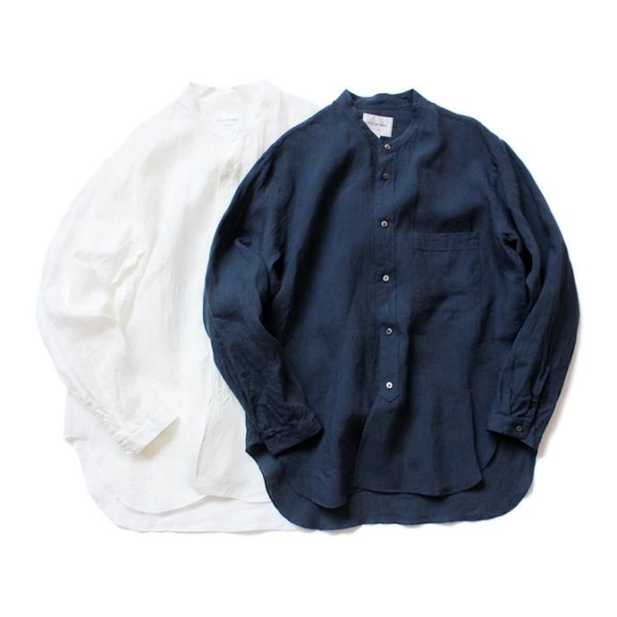 142818921 STILL BY HAND / SH0792 リネン素材 バンドカラーシャツ - White 02