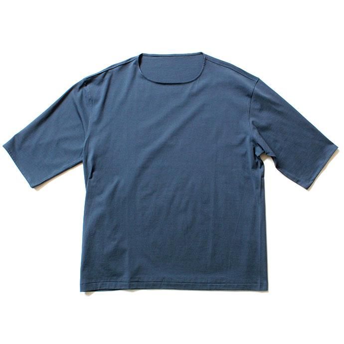142828036 smoothday / ユニセックス 60/2 テクノラマ天竺 オーバーサイズ 7分袖Tシャツ SN-T005-002 - ブルー 01