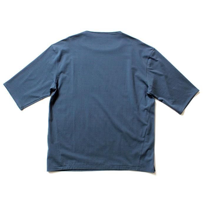 142828036 smoothday / ユニセックス 60/2 テクノラマ天竺 オーバーサイズ 7分袖Tシャツ SN-T005-002 - ブルー 02
